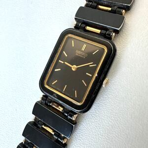 Vintage 90's SEIKO 7320-5960 Black/Gold Tone Metal Quartz Watch